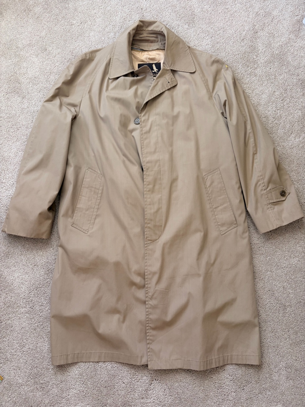 Vintage Gleneagles Raincoat Mens 42L Tan Wool Plaid Liner USA Made Coat
